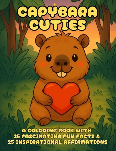Capybara Cuties Kawaii coloring book cover