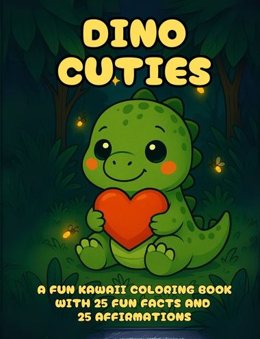 Dino Cuties Kawaii coloring book cover