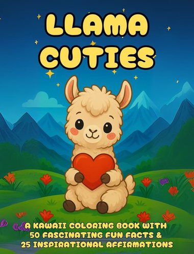 Llama Cuties Kawaii coloring book cover